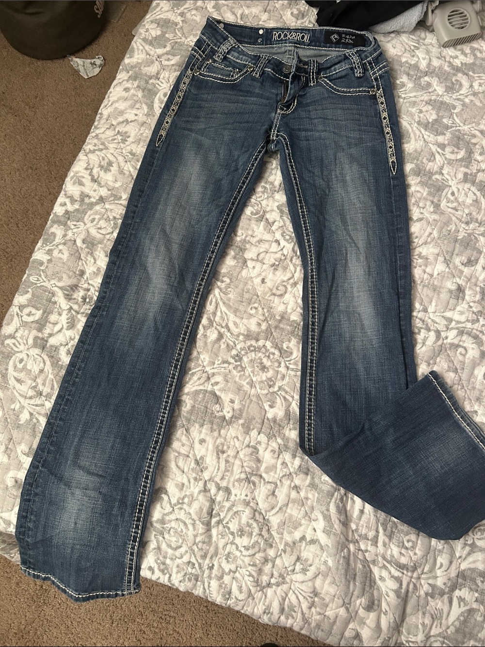 ROCK & ROLL Women's Bootcut Jeans in Mid Blue RIDING JEAN